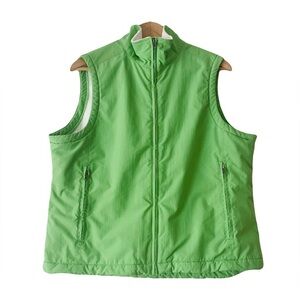 L.L. Bean Zip Up Vest Women Size L Green Outdoor Gorpcore Fisherman Granola Cozy
